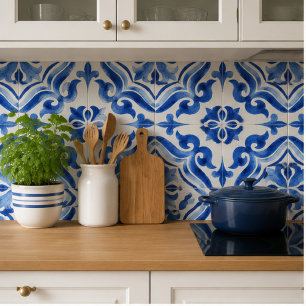 Azulejo Ocean Breeze Ceramic Watercolor Blue Mosaic