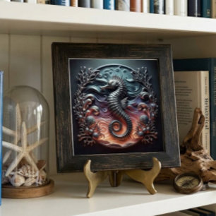 Azulejo Ocean Reef & 3D Seahorse Faux Metal 