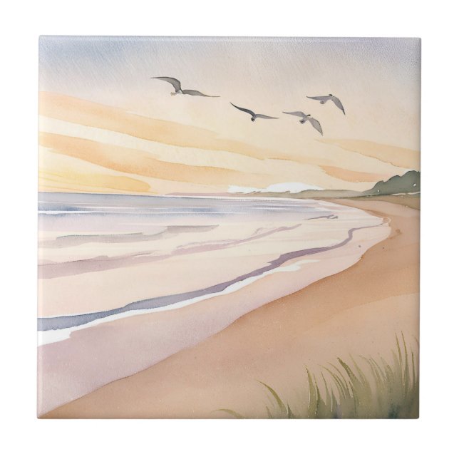 Azulejo Ocean Shore | Bright Airy Watercolor Painting (Frente)
