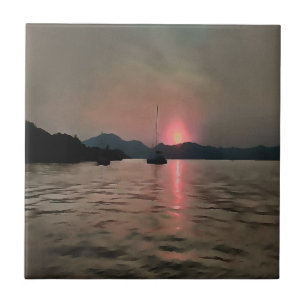 Azulejo Ocean Sunset Sailboat Sunset Bozburun Marmaris