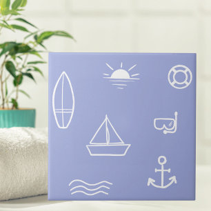 Azulejo Océano Azul de Verano Patrón Continuo Baño Infanti