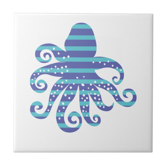 Azulejo Octopus de rayas azules (Frente)