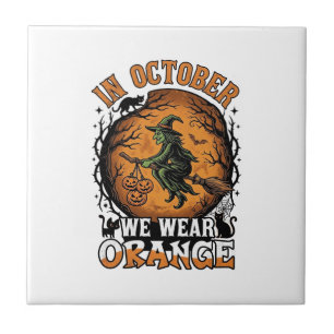 Azulejo Octubre Nosotros Vestimos Naranja Bruja Voladora C