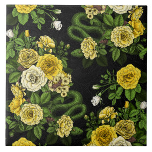Azulejo Oculto en los rosas, amarillo y verde