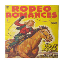 Azulejo Oeste de Rodeo Chica de Oro Ropando Rodeo Romance