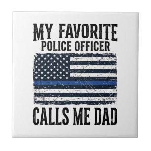 Azulejo Oficial de policía Papá Línea Azul Delgada Vector 