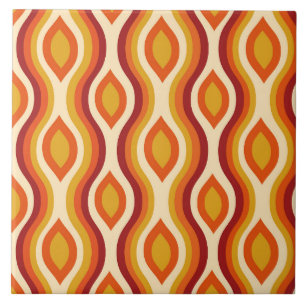 Azulejo Ogeo de vidrio retro en naranja, amarillo y rojo
