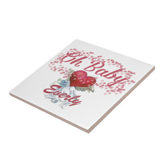 Azulejo Oh bebé chica rosa personalizada