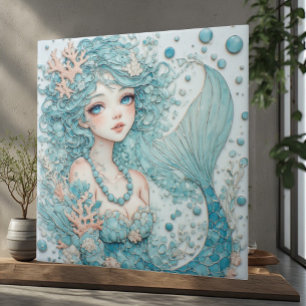 Azulejo Ojo Azul Acuático Sirena Fantasía Oceánica Burbuja