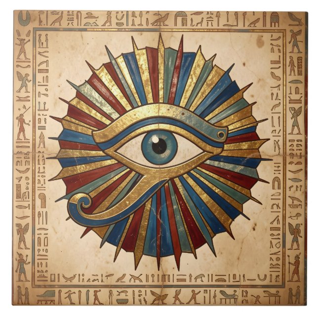 Azulejo Ojo de Horus con Jeroglíficos Espiritual Egipcio (Frente)