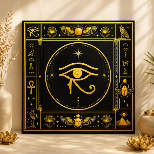 Azulejo Ojo de Horus de oro negro Símbolo egipcio Decoraci