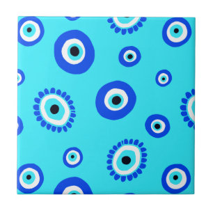 Azulejo Ojo griego azul brillante con patrones