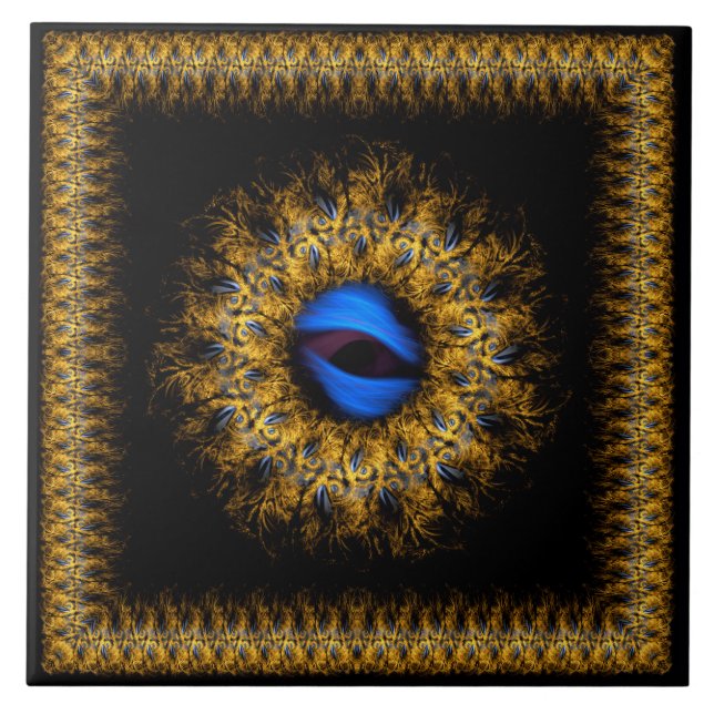 Azulejo Ojo real de Fractal mandala (Frente)