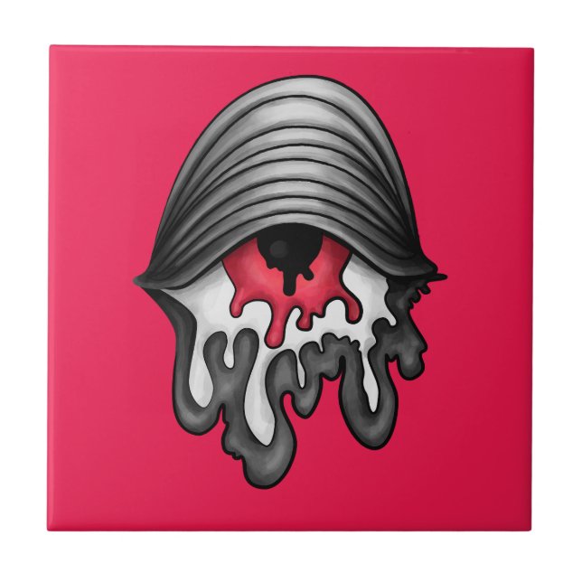 Azulejo Ojo Rojo Fundido: Horror Surreal (Frente)