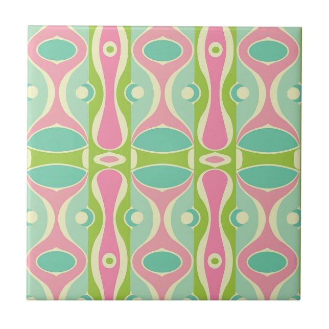 Azulejo Ojo verde rosa retro (Frente)