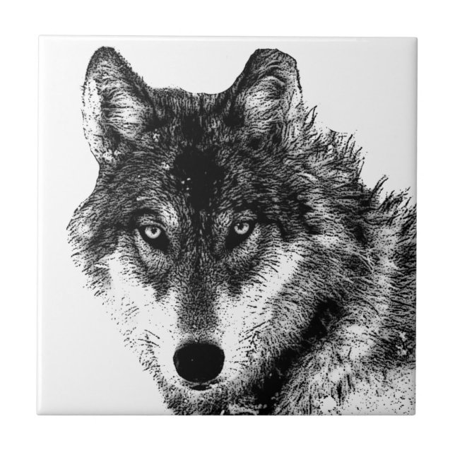 Azulejo Ojos de lobo Inspiradores blancos negros - Animale (Frente)