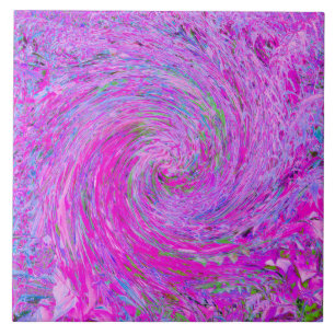 Azulejo Ola de Follaje Girado Abstracto Rosa Caliente Impr