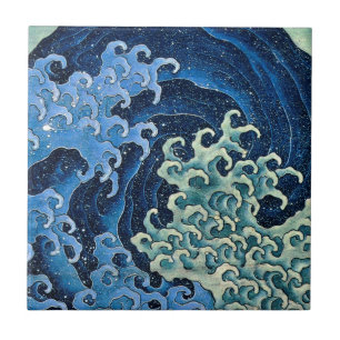 Azulejo Ola Femenina de Hokusai Vintage Océano 