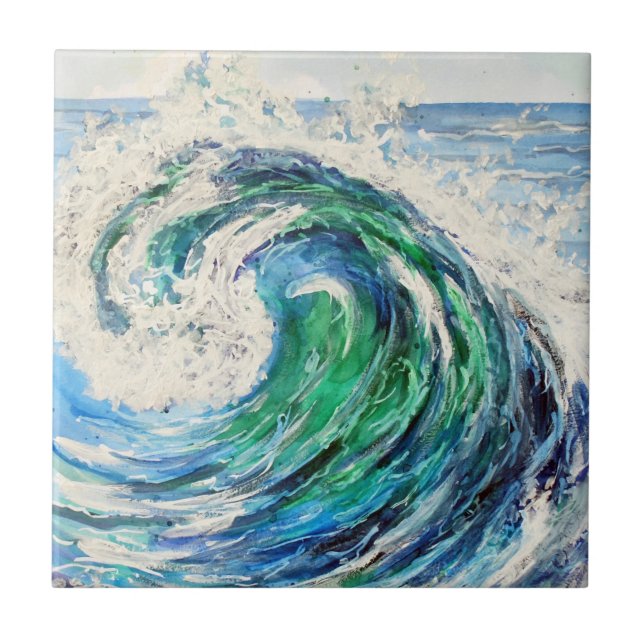 Azulejo Ola oceánica azul (Frente)
