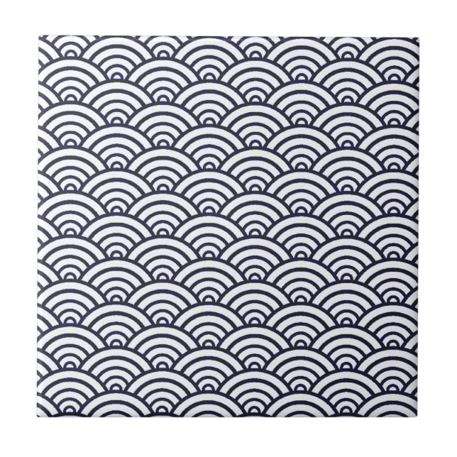 Azulejo Olas azules japonesas Mar de Seigaiha (Frente)