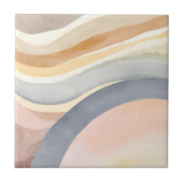 Azulejo Olas contemporáneas | Acuarela moderna neutral