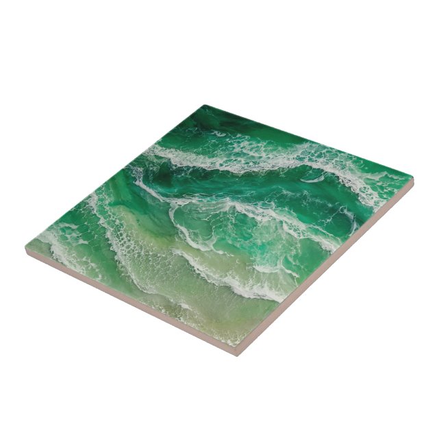 Azulejo Olas Costeras de Resina Falsa Verde (Lado)
