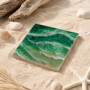 Azulejo Olas Costeras de Resina Falsa Verde