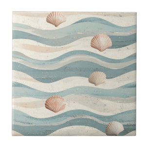 Azulejo Olas de conchas de playa boho