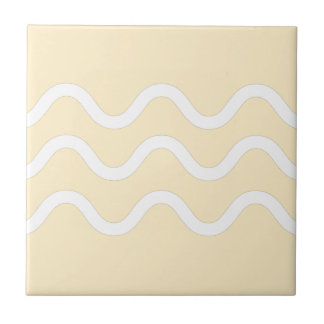 Azulejo Olas de lago abstractas beige y blanco