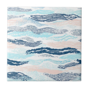 Azulejo Olas de océano abstractas patrón texturizado azul 