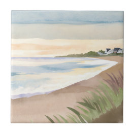 Azulejo Olas de Playa | Acuarela de Océano Costero