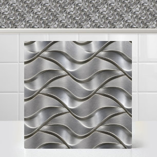 Azulejo Olas de titanio cepillado industrial patrón metáli