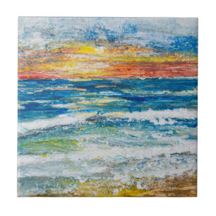 Azulejo - Olas del Mar Puesta de Sol