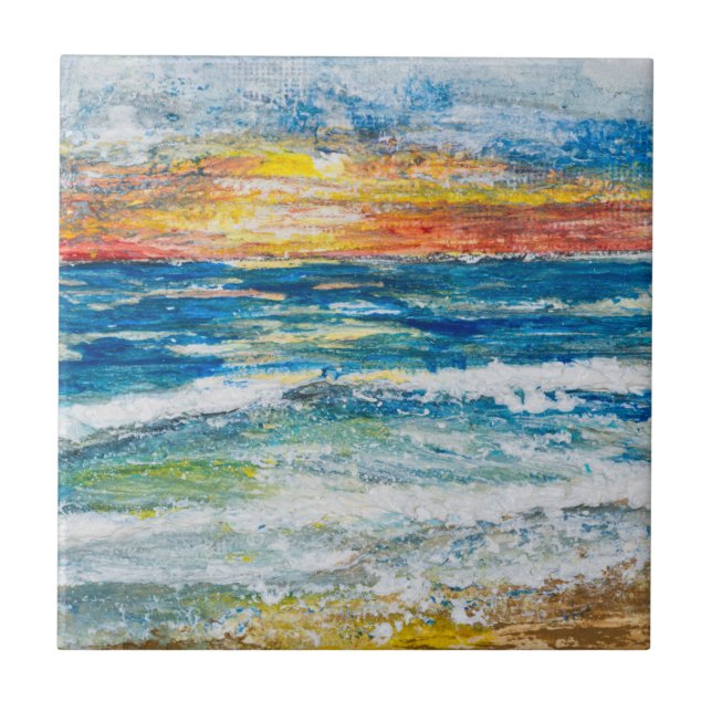 Azulejo - Olas del Mar Puesta de Sol (Frente)