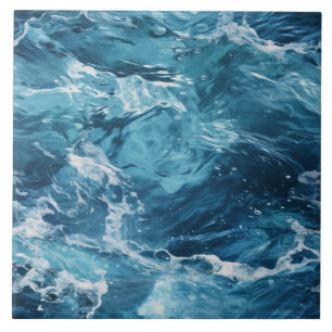 Azulejo Olas del Mar Realistas, Diseño Oceánico Repetible