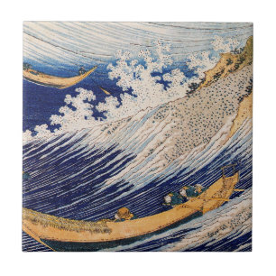 Azulejo Olas del Océano de Hokusai Barcos Marítimos