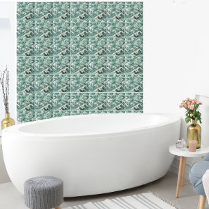 Azulejo Olas del Océano Japonés Aqua Patrón Marino