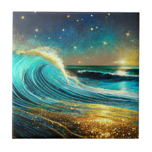 Azulejo Olas Divergentes Brillantes del Océano