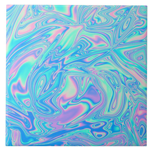 Azulejo Olas Líquidas Holográficas Irisadas (Frente)