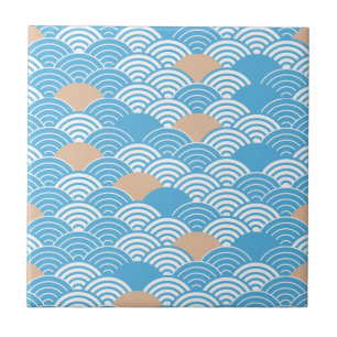 Azulejo Olas Seigaiha Japonesas Modernas y Sol Naciente