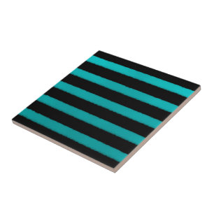 Azulejo Olas turquesas costeras en negro