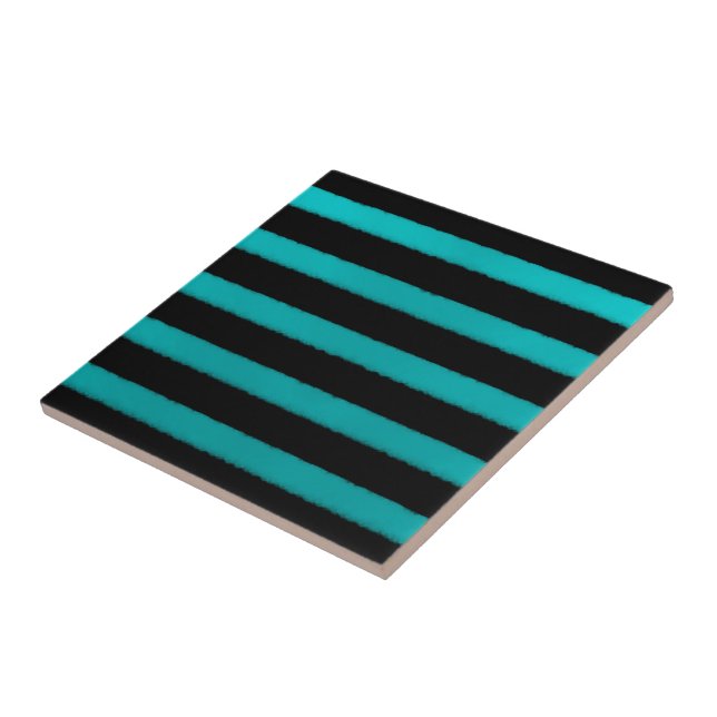 Azulejo Olas turquesas costeras en negro (Lado)