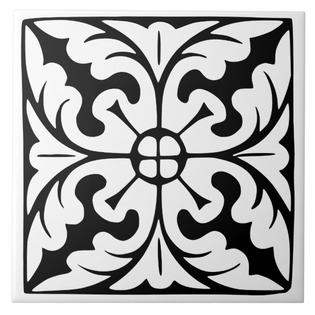 Azulejo Old Time Classic: Black and White Traditional (Frente)