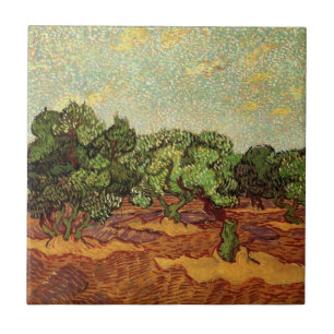 Azulejo Olivar, cielo azul pálido de Vincent van Gogh