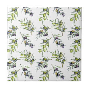 Azulejo Olivas acuarela verde salvia