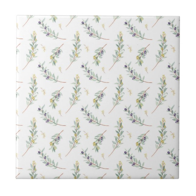 Azulejo Olive Branch Botanical Rustic Pattern (Frente)