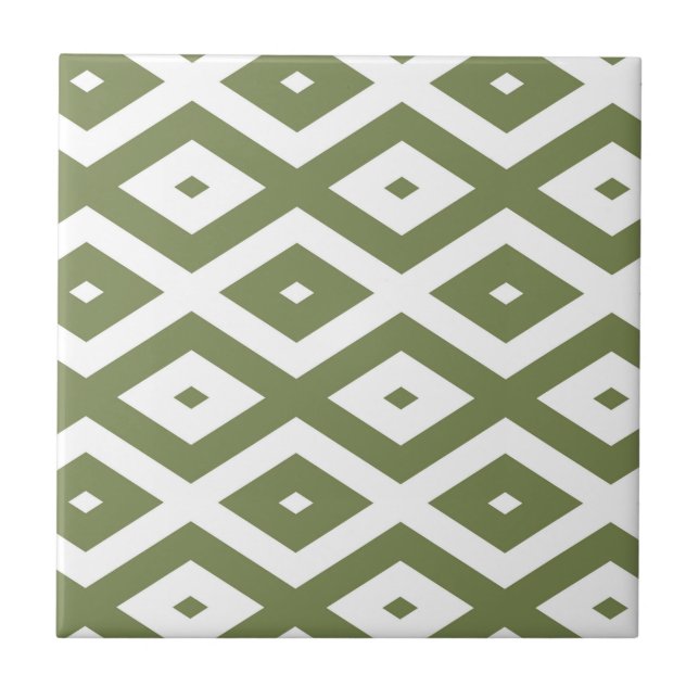 Azulejo Olive green and white diamond pattern (Frente)