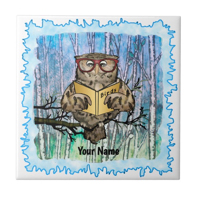 Azulejo Oliver Owl Reads tile (Frente)