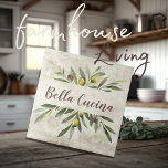 Azulejo Olivo y ramas rusas Bella Cucina Brown<br><div class="desc">Bella Cucina Rustic acuarela ramo de ramas y hojas. Guión marrón. Combina y combina con otras fichas en este mismo tema de coordinación para crear tu aspecto perfecto. 100% de satisfacción del cliente con "Zazzle" todos los días.</div>