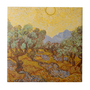 Azulejo Olivos de Van Gogh Cielo Sol Amarillo